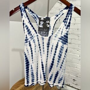 Young Fabulous & Broke Blue Tie Dye Racerback Tank Top Small Cropped Boho YFB